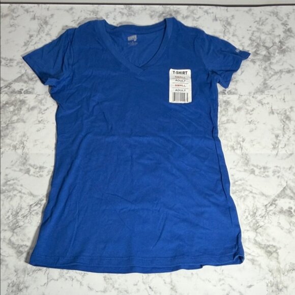 Soffe Blue V-Neck Women's Top Size Small - Picture 3 of 7